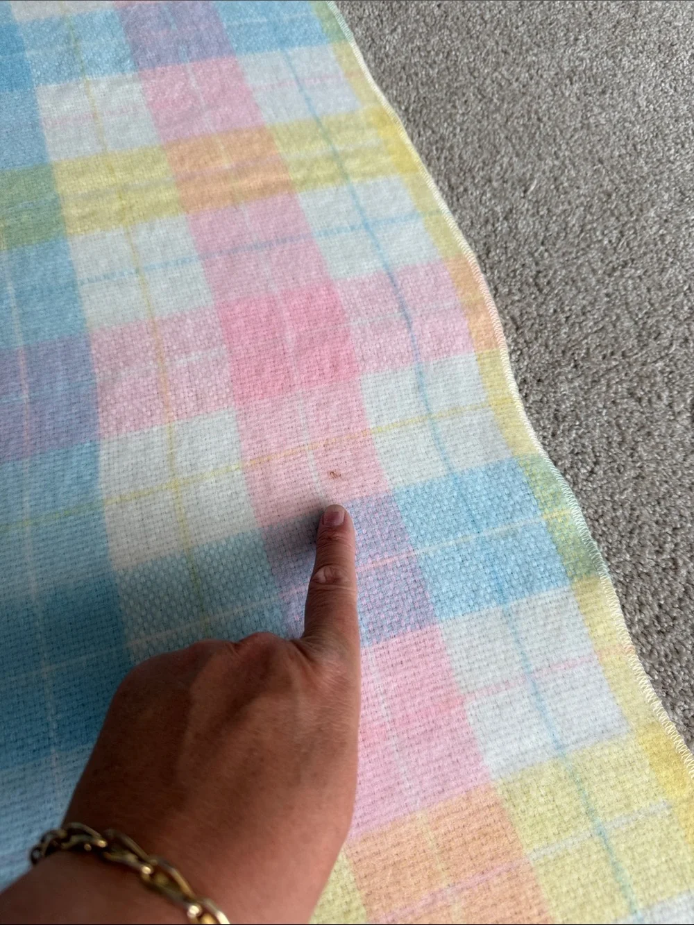 Vintage Tennessee Woolen Mills Blanket WPL 6280 Pastel Plaid Acrylic Fringe